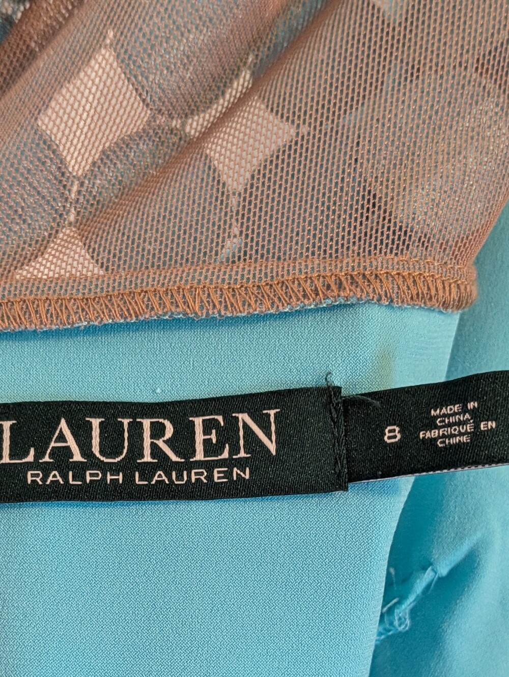 Lauren Ralph Lauren Turquoise Sleeveless Circle Appliqué Midi Dress - Picture 7 of 8